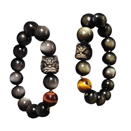 Natural Silver Obsidian Bracelet