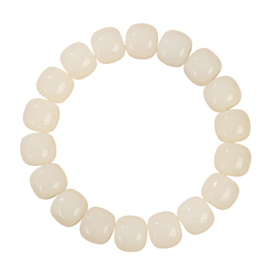 White Jade Bodhi Root Bracelet Women's Buddha Beads Bodhi Beads Meditation Beads