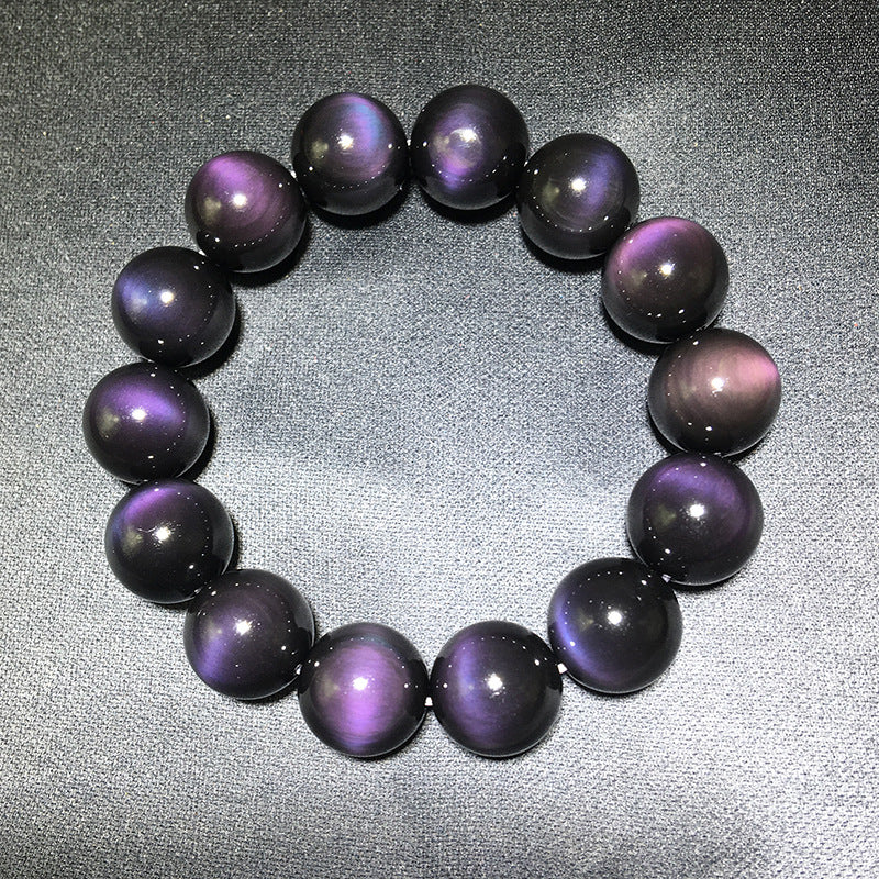Natural color obsidian bracelet bracelet, green eye purple eye obsidian.