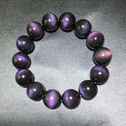 Natural color obsidian bracelet bracelet, green eye purple eye obsidian.