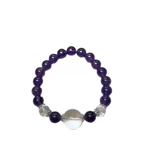 Natural amethyst with white crystal bracelet to purify negative energy