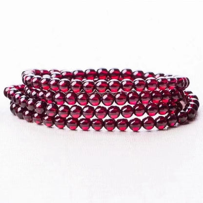 Natural raw garnet A grade burgundy, multi-circle bracelet, women's version three-circle bracelet.