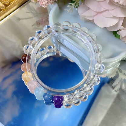 Natural white crystal amethyst powder crystal garnet kyanite fashion women's Duobao bracelet.
