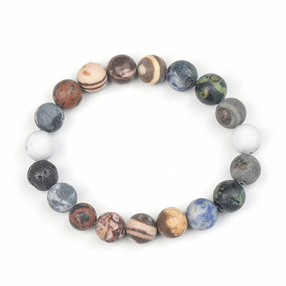 Eight planets universe galaxy matte natural stone handmade beaded bracelet heart world bracelet