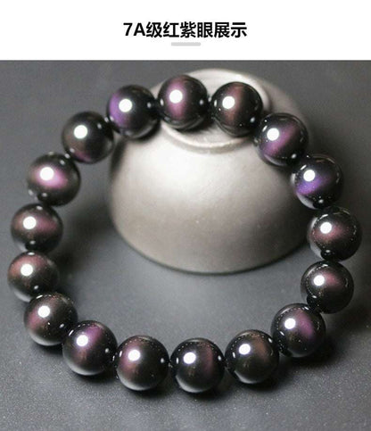 Natural obsidian bracelet Rainbow eye Purple green eye Obsidian bracelet Absorbs negative emotions to ward off evil spirits and keep you safe