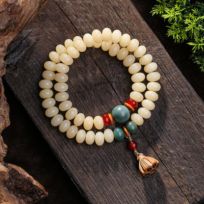 Natural Bodhi Root Double Circle Bracelet Buddha Bead Rosary Bodhi Seed Bracelet