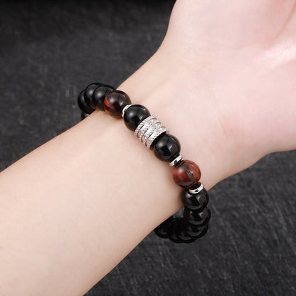 Lucky to ward off evil spirits, tiger's eye stone, obsidian beaded bracelet, men's opal bracelet.