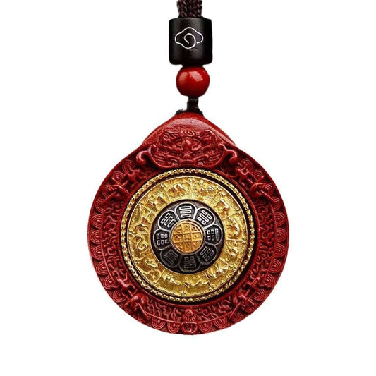 Taoist cinnabar pendant, Jiugong gossip women's model, natal year necklace, women's six-character mantra transfer bead pendant, men's