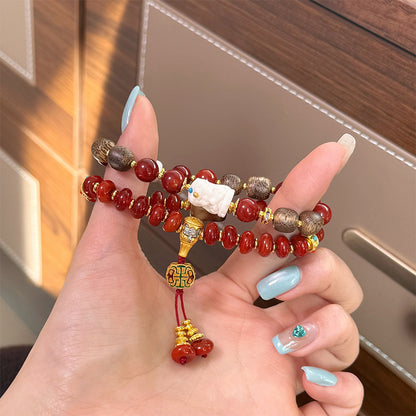 Sandalwood Nanhong agate bracelet jewelry women's models