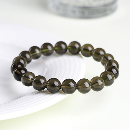 Natural Sirius meteorite round bead bracelet, green bracelet purification and transportation