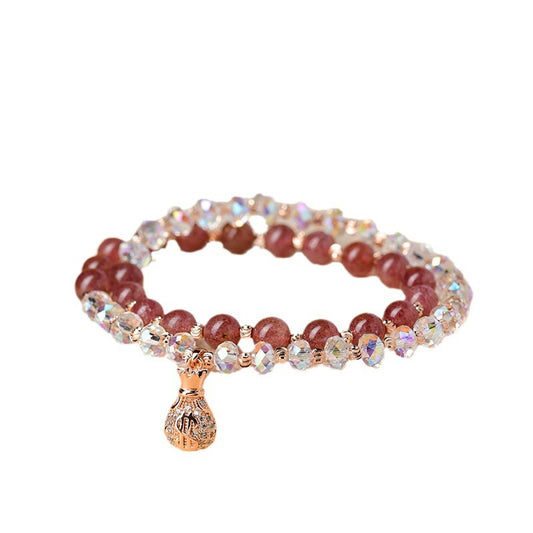 Crystal strawberry crystal double ring bracelet