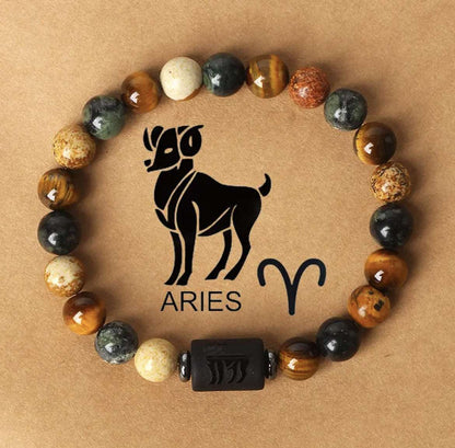 Free Today: Natural Stone Twelve Constellation Bracelet Picture Beaded Bracelet Tiger's Eye Constellation Bracelet