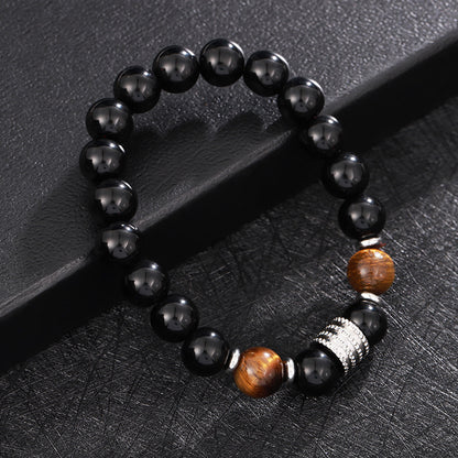 Lucky to ward off evil spirits, tiger's eye stone, obsidian beaded bracelet, men's opal bracelet.