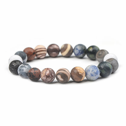 Eight planets universe galaxy matte natural stone handmade beaded bracelet heart world bracelet