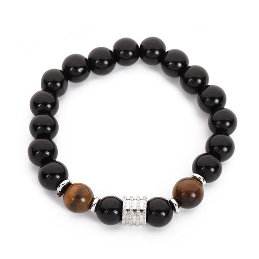 Lucky to ward off evil spirits, tiger's eye stone, obsidian beaded bracelet, men's opal bracelet.