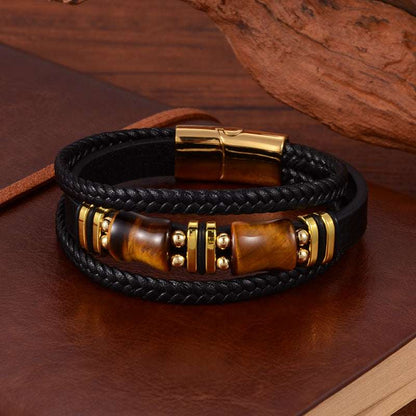 Free Today: Protect Energy Bursts Strength Leather Rope Magnet Bracelet