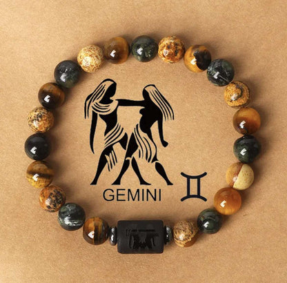 Free Today: Natural Stone Twelve Constellation Bracelet Picture Beaded Bracelet Tiger's Eye Constellation Bracelet