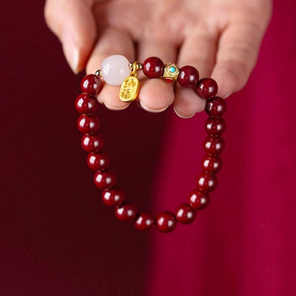 Cinnabar and agate bracelet