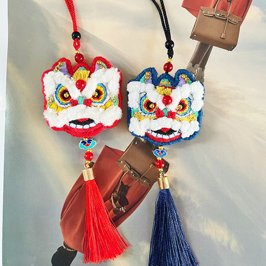 Handmade lion head safety symbol car pendant