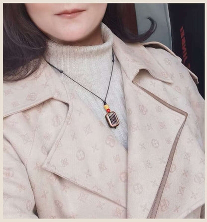 Agarwood safe brand necklace wooden pendant sweater chain long short retro national style new Chinese collarbone chain