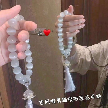 white opal eighteen children, handheld She Taicui Hanfu fringed hand twist antique bracelet for men and women