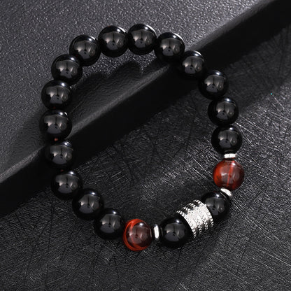 Lucky to ward off evil spirits, tiger's eye stone, obsidian beaded bracelet, men's opal bracelet.