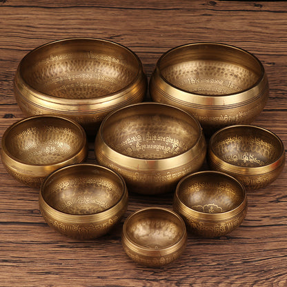 Tibetan six-character mantra Buddhist sound bronze bowl