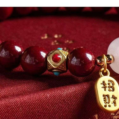 Natural raw ore cinnabar high content prayer men and women the same transshipment lucky bracelet jewelry bracelet natal year gift