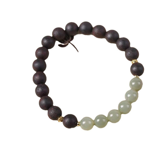 Jade spliced sandalwood bracelet