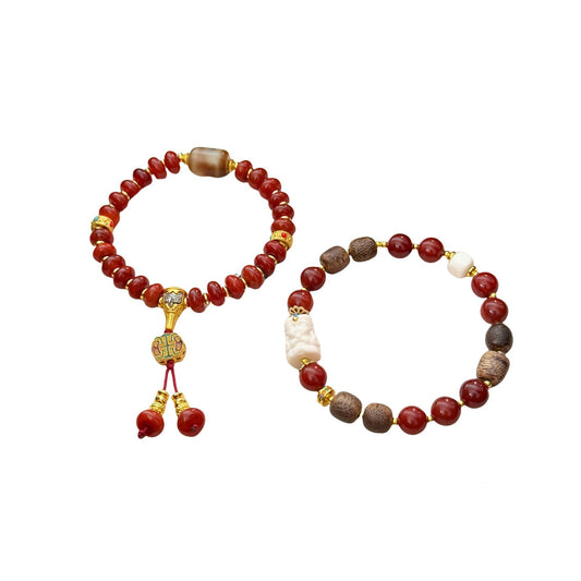 Sandalwood Nanhong agate bracelet jewelry women's models