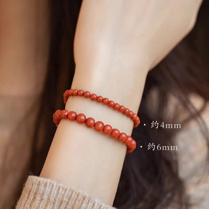 Natural Nanhong agate bracelet, transfer beads, fine persimmon red bracelet.