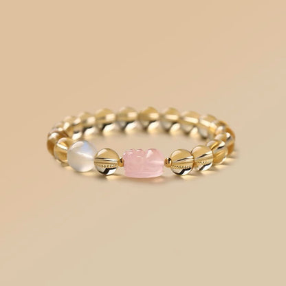 Citrine and rose quartz bracelet