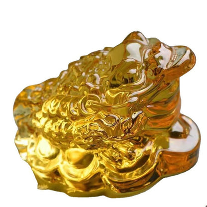Glazed gold toad feng shui ornament mascot