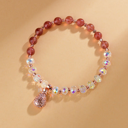 Crystal strawberry crystal double ring bracelet