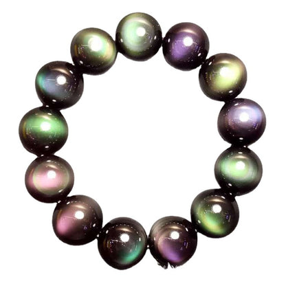 Natural color obsidian bracelet bracelet, green eye purple eye obsidian.