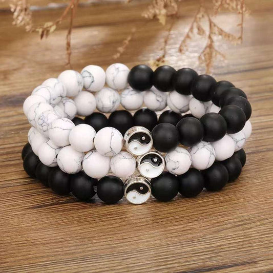 Free Today: Handmade Tai Chi Gossip Turquoise Yin Yang Black and White Bracelet Nourishing Healing Practice