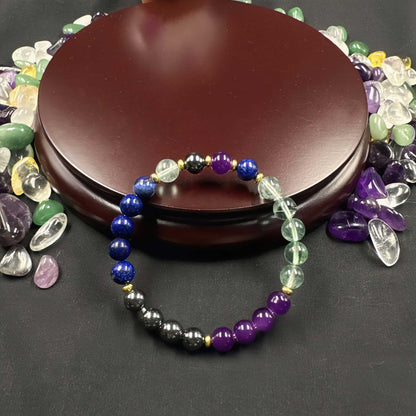 Free Today: Natural Stone Bracelet Black Gallstone Lazuli Amethyst Bracelet Feng Shui Lucky