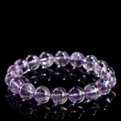 Purple round bead bracelet, ice amethyst bracelet.