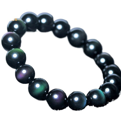 Natural obsidian bracelet Rainbow eye Purple green eye Obsidian bracelet Absorbs negative emotions to ward off evil spirits and keep you safe