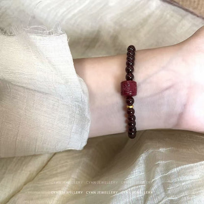 Bracelet transfer pearl red whitening temperament natural burgundy garnet cinnabar transfer cylinder