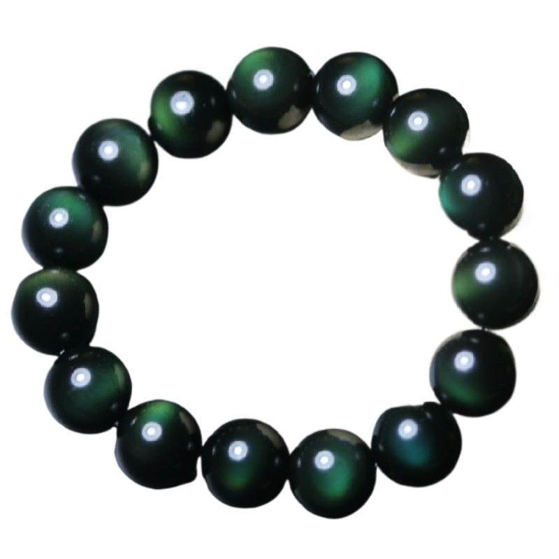 Natural obsidian bracelet Rainbow eye Purple green eye Obsidian bracelet Absorbs negative emotions to ward off evil spirits and keep you safe