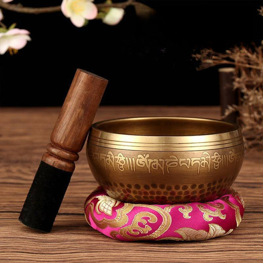 Tibetan six-character mantra Buddhist sound bronze bowl