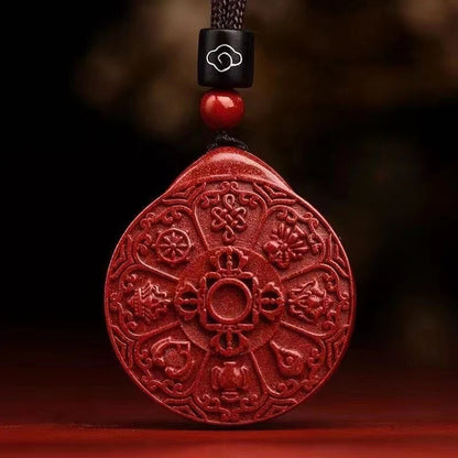 Taoist cinnabar pendant, Jiugong gossip women's model, natal year necklace, women's six-character mantra transfer bead pendant, men's