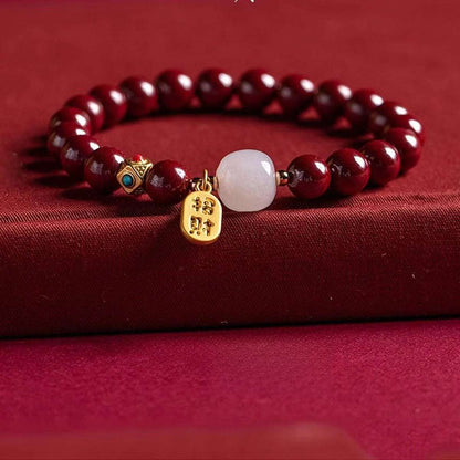 Natural raw ore cinnabar high content prayer men and women the same transshipment lucky bracelet jewelry bracelet natal year gift